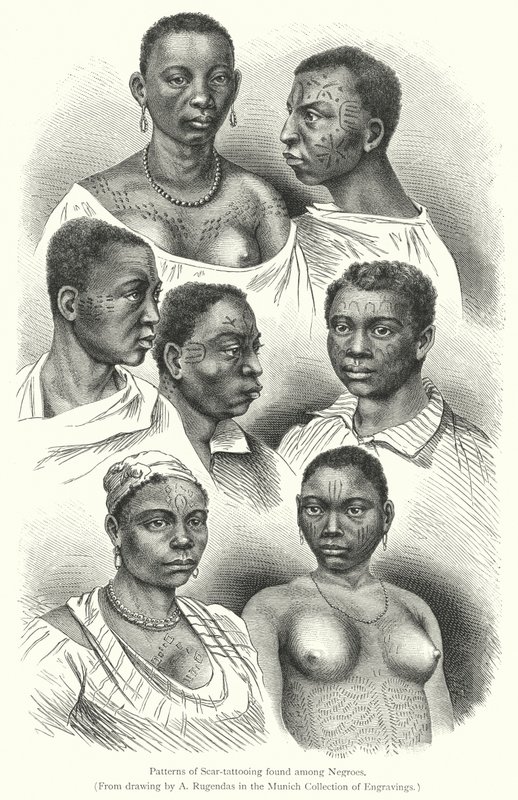 Muster der Narbentätowierung bei Negern von European School