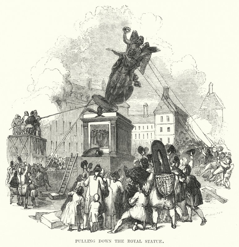 Abreißen der königlichen Statue von European School