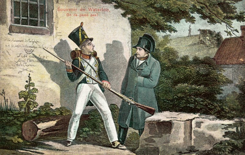 Erinnerung an Waterloo (Farblithografie) von European School