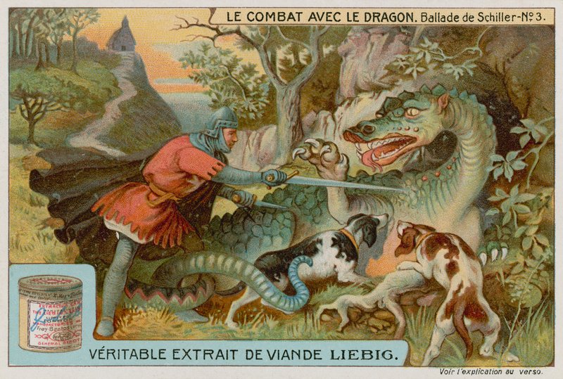 Der Ritter kämpft gegen den Drachen von European School