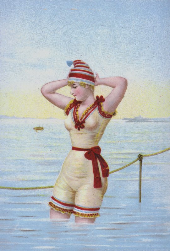 Frau badet am Meer von European School
