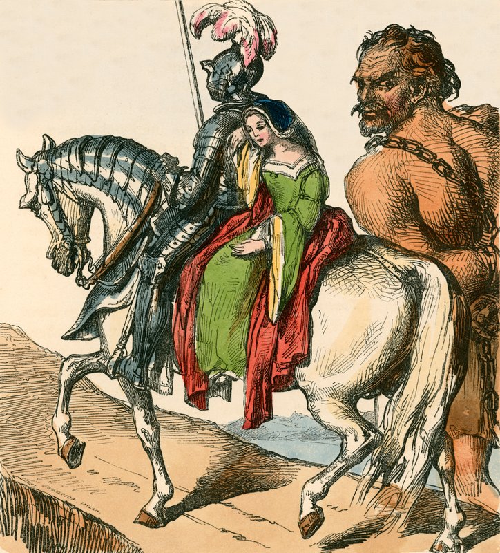 Sir Bevis und Josyan führen Ascapart von F. Tayler