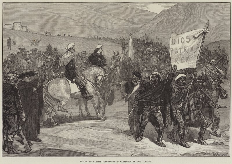 Überprüfung der karlistischen Freiwilligen in Katalonien durch Don Alfonso von Felix Regamey