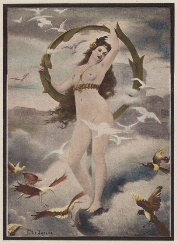 Frau umgeben von Vögeln von Fernand Le Quesne