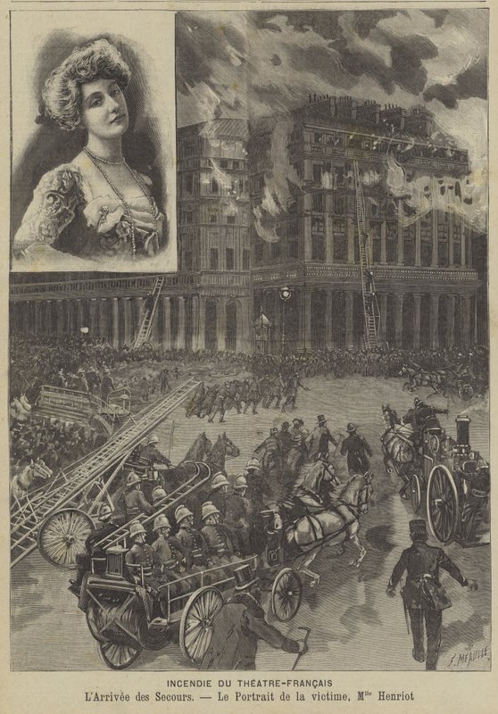Feuer im Théâtre-Français, Paris von Fortune Louis Meaulle