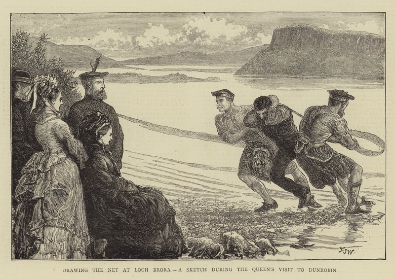 Das Netz am Loch Brora einholen, eine Skizze während des Besuchs der Königin in Dunrobin von Francis S. Walker