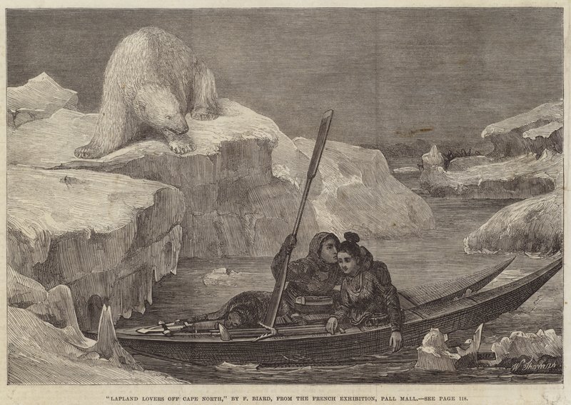 Liebende in Lappland vor Kap Nord von François Auguste Biard