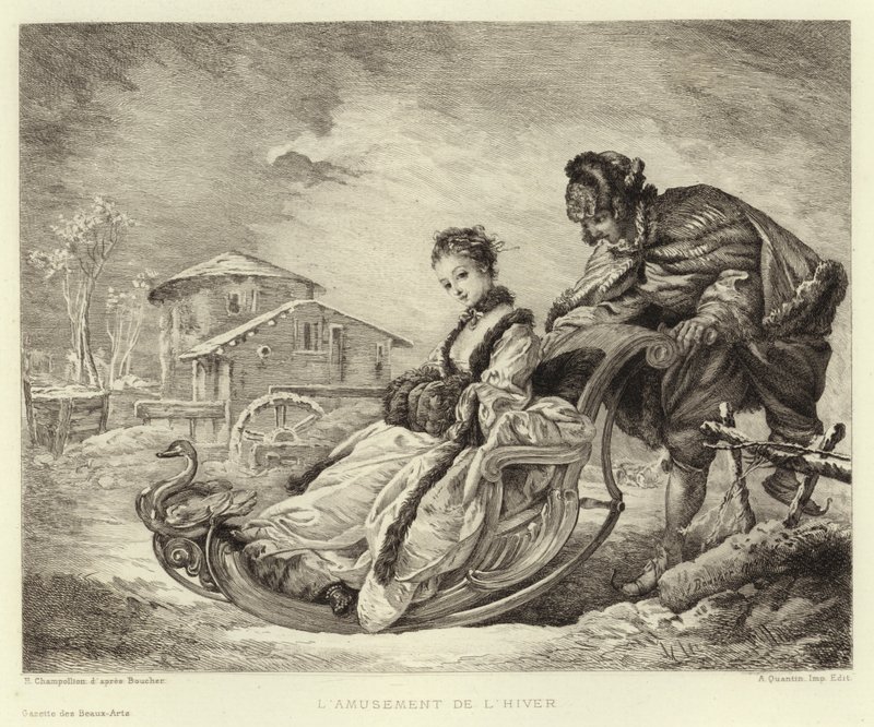 Das Wintervergnügen (Gravur) von Francois (after) Boucher