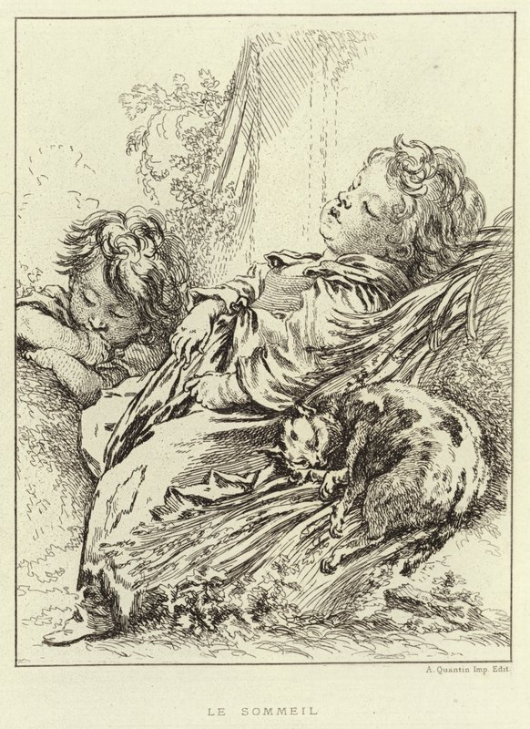 Der Schlaf (Gravur) von Francois (after) Boucher