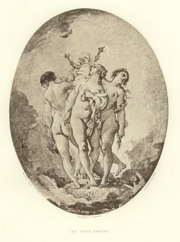 Die Drei Grazien (Stich) von Francois (after) Boucher