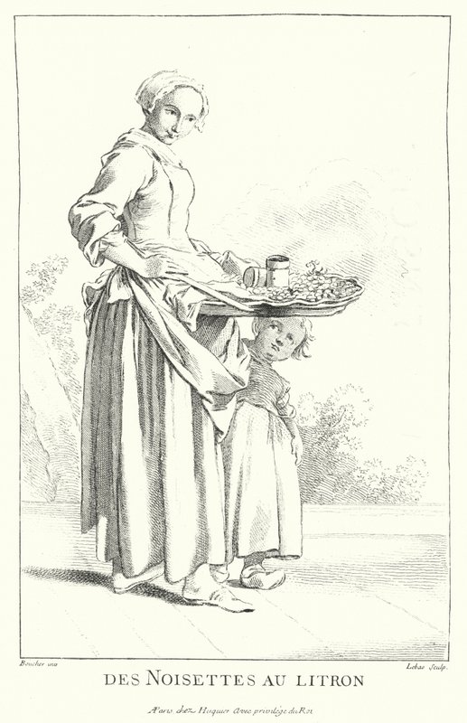 Nussverkäufer (Gravur) von Francois (after) Boucher