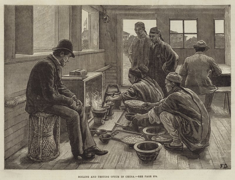 Opium kochen und testen in China von Frank Dadd