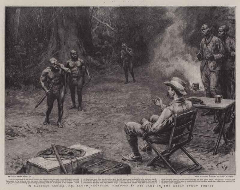 Im dunkelsten Afrika, Mr. Lloyd empfängt Besucher in seinem Lager im großen Pygmäenwald von Frank Dadd