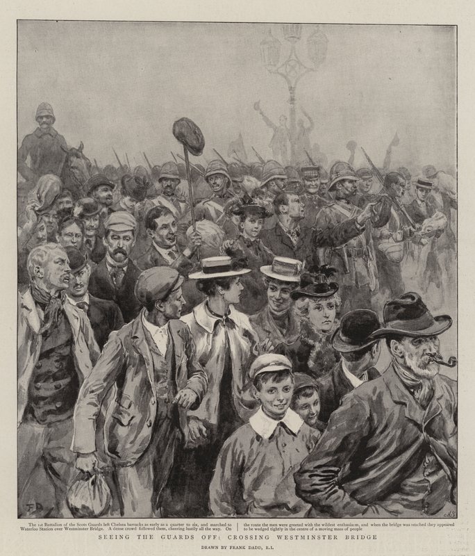 Die Wachen verabschieden, Überquerung der Westminster Bridge von Frank Dadd