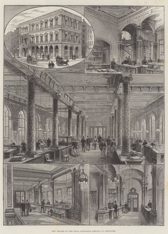 Neue Büros der Atlas Assurance Company in Cheapside von Frank Watkins