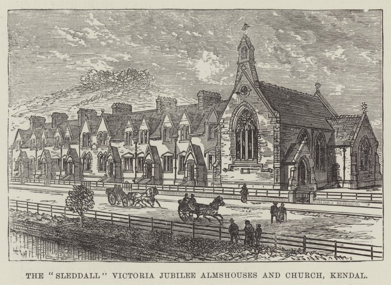 Die Sleddall Victoria Jubilee Armenhäuser und Kirche, Kendal von Frank Watkins