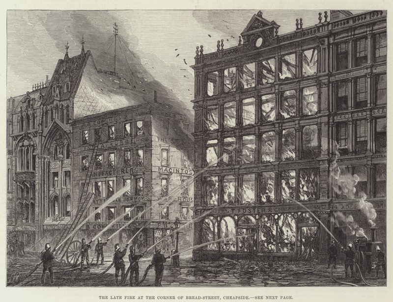 Das letzte Feuer an der Ecke von Bread-Street, Cheapside von Frank Watkins