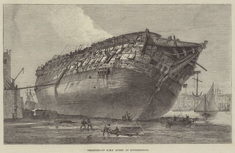 Abwracken der HMS Queen in Rotherhithe von Frank Watkins