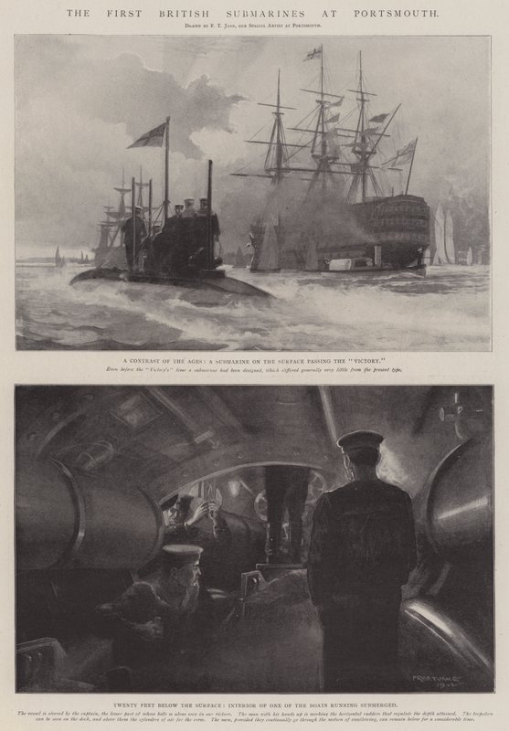 Die ersten britischen U-Boote in Portsmouth von Fred T. Jane