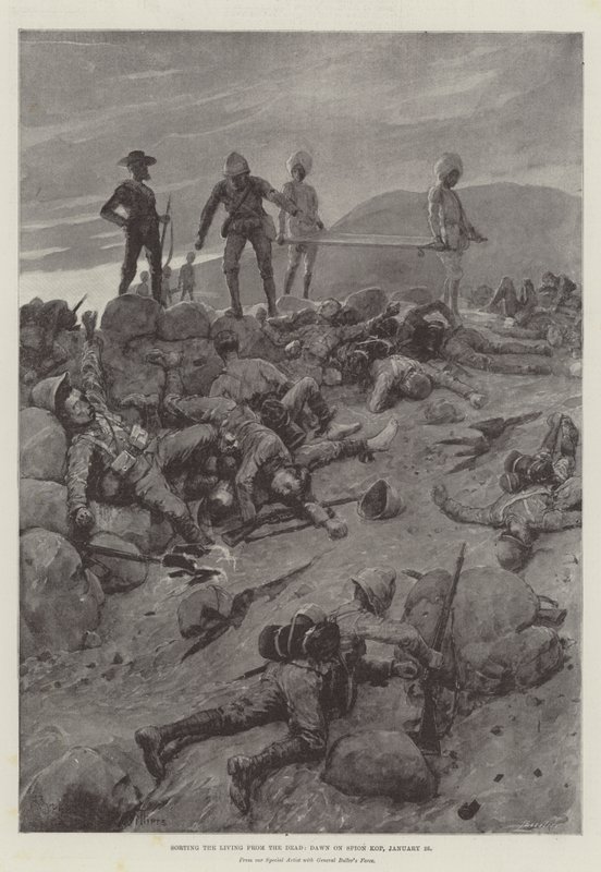 Die Lebenden von den Toten trennen, Morgendämmerung am Spion Kop, 25. Januar von Frederic Villiers