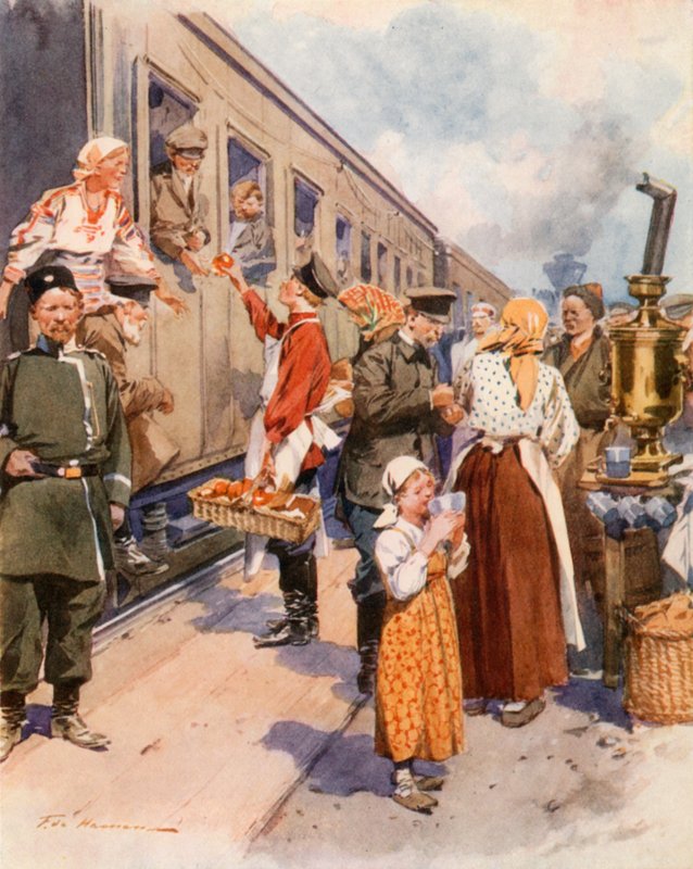 Tee-Verkäufer an einem Landbahnhof von Frederic de Haenen