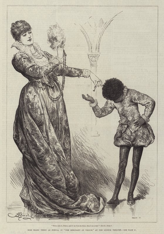 Miss Ellen Terry als Portia, in Der Kaufmann von Venedig, im Lyceum Theatre von Frederick Barnard