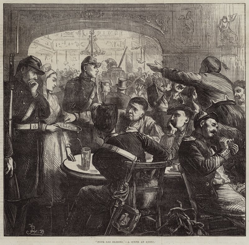Für die Verwundeten, eine Szene in Lyon von Frederick Barnard