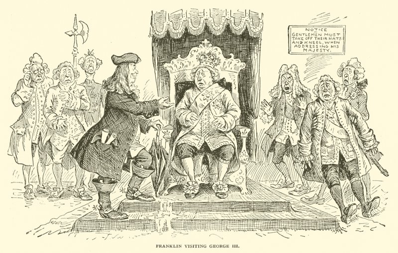 Franklin besucht George III von Frederick Burr Opper