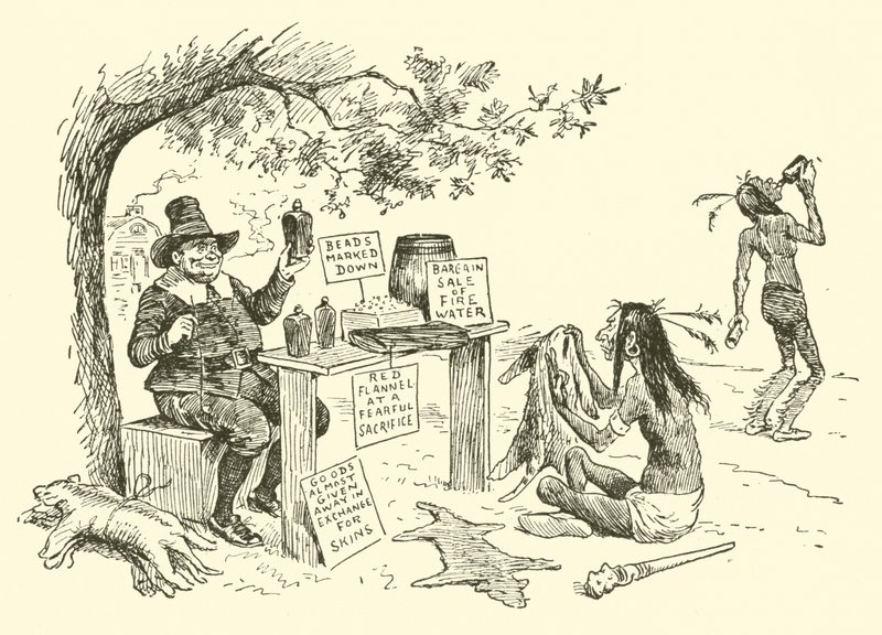 Die Puritaner handeln mit den Indianern von Frederick Burr Opper