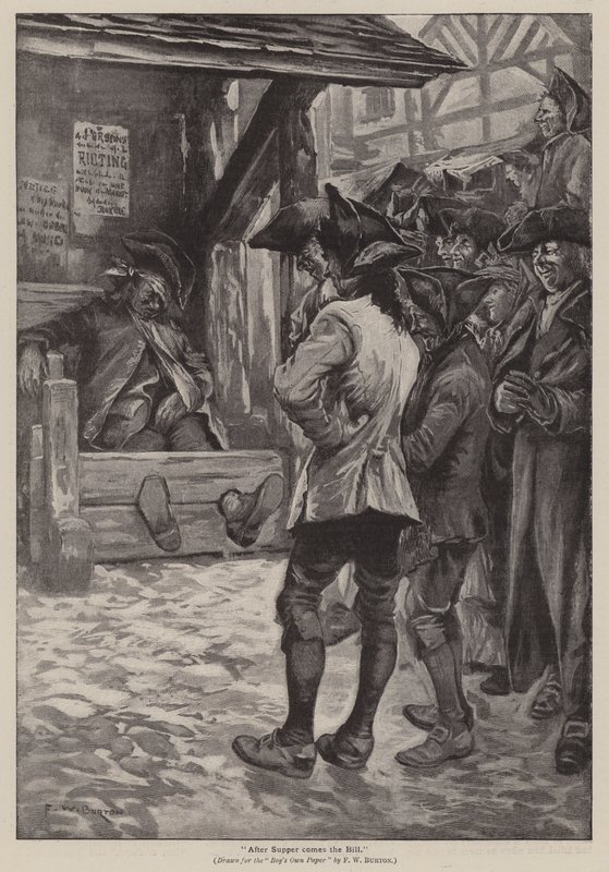 "Nach dem Abendessen kommt die Rechnung" (Gravur) von Frederick William Burton
