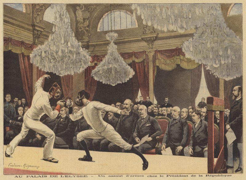 Fechtkampf vor dem Präsidenten von Frankreich im Élysée-Palast von French School