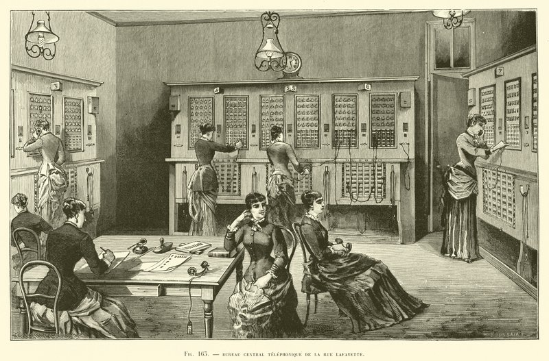 Zentrales Telefonbüro in der Rue Lafayette von French School
