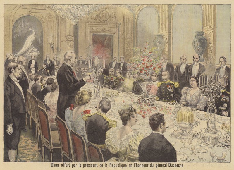 Abendessen von Präsident Faure von Frankreich zu Ehren von General Duschesne von French School