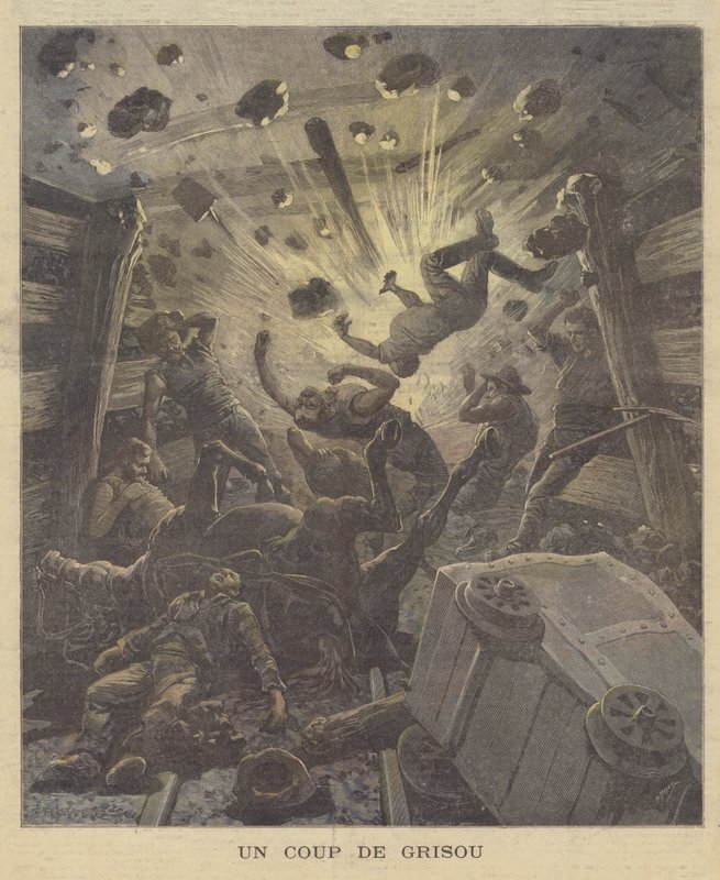 Gasexplosion in einem Kohlebergwerk von French School