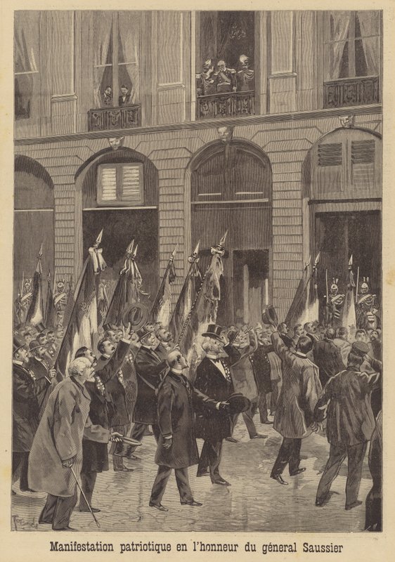 Patriotische Demonstration zu Ehren von General Saussier von French School