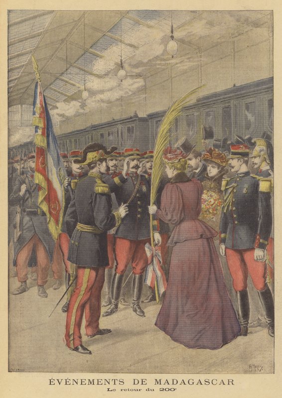 Rückkehr des französischen 200. Regiments aus Madagaskar von French School