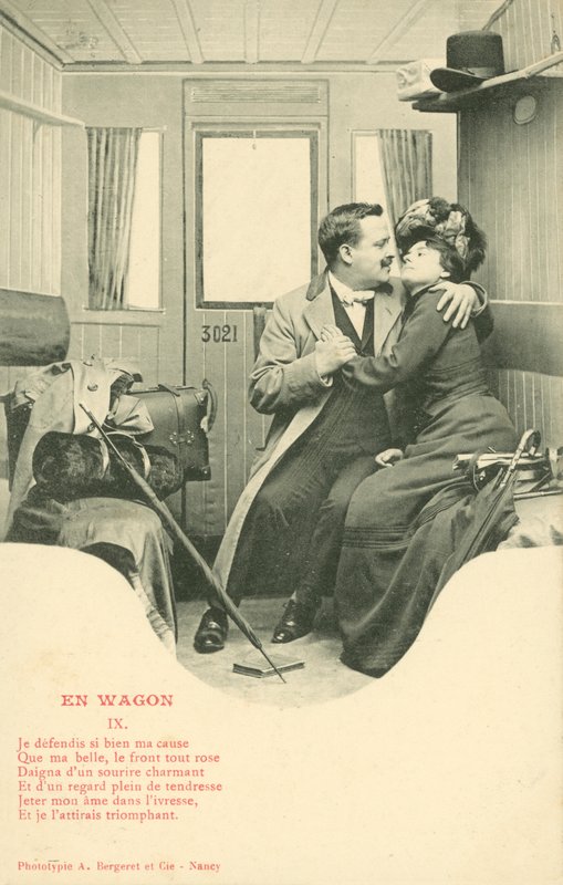 Paar macht Liebe in einem Zugabteil von French Photographer
