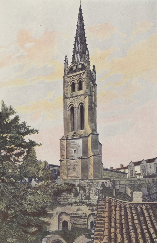 Saint-Emilion, Glockenturm über der monolithischen Kirche von French Photographer