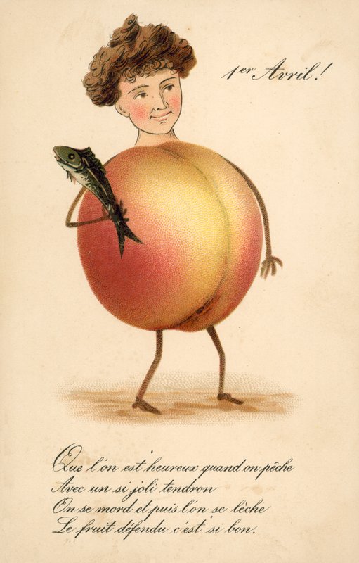1. April Karte, Pfirsich von French School