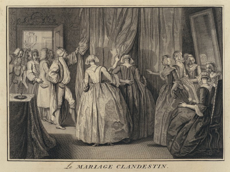 Eine heimliche Hochzeit (Stich) von French School