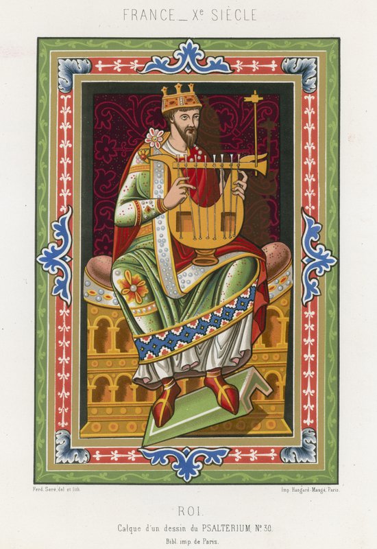 Ein König spielt eine Leier von French School