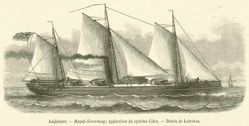 England, Royal Sovereign, Anwendung des Coles-Systems (Stich) von French School