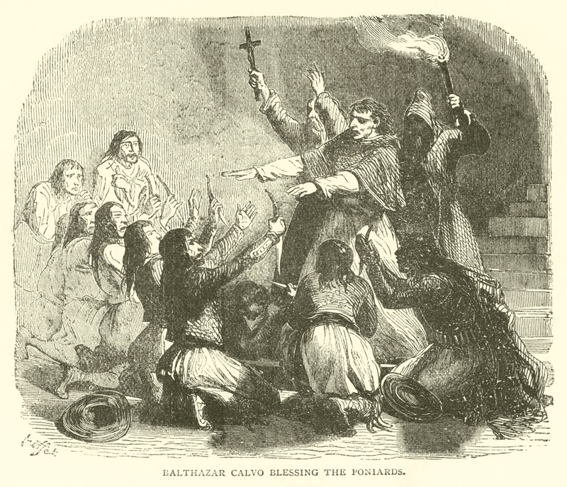 Balthazar Calvo segnet die Dolche (Stich) von French School