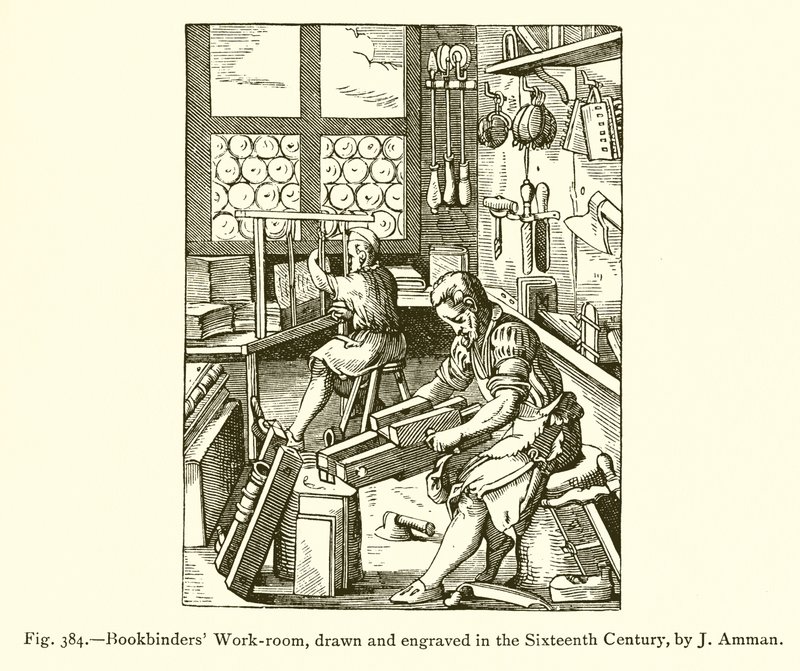 Arbeitsraum der Buchbinder von French School