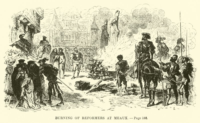 Verbrennung von Reformatoren in Meaux von French School
