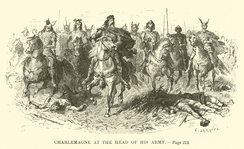 Karl der Große an der Spitze seiner Armee von French School