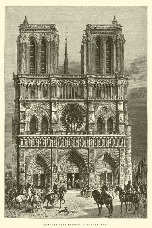 Charles VI geht nach Notre-Dame (Gravur) von French School