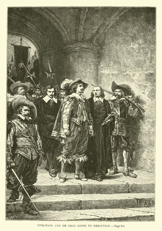 Cinq-Mars und de Thou auf dem Weg zur Hinrichtung von French School