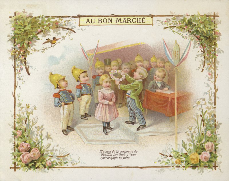 Mädchen mit Blumenkranz krönen von French School