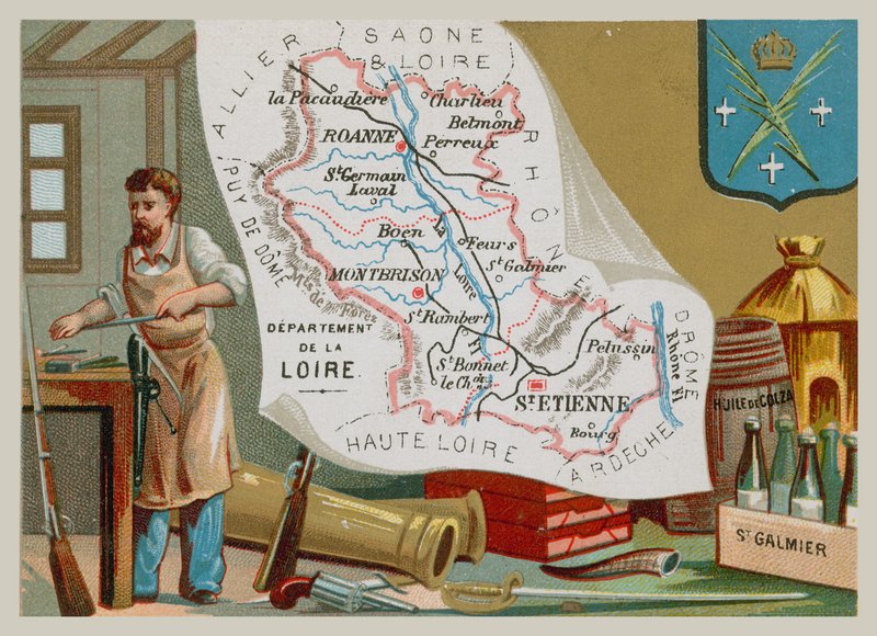 Departement Loire in Zentralfrankreich von French School